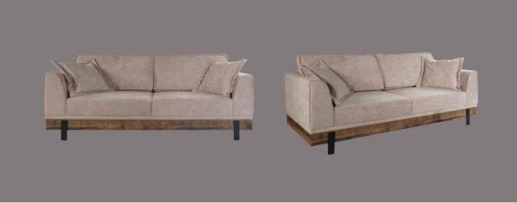 Sofa 3 Seat Three Seater Fabric Couches Furniture Living room Beige Textile new