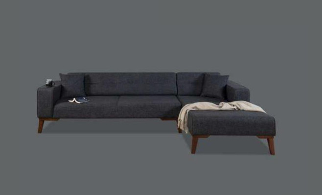 Design Sofa L-shape Upholstery Couch Living room Furniture Corner sofa Textile Grey