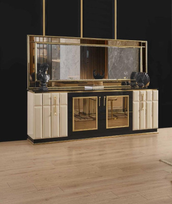 Chest of drawers xxl Sideboard with Mirror Sideboards Wood Chests of drawers Furniture 2 pcs