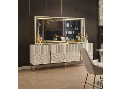 xxl Sideboard Chest of drawers with Mirror Sideboards Wood Chests of drawers Furniture 2 pcs