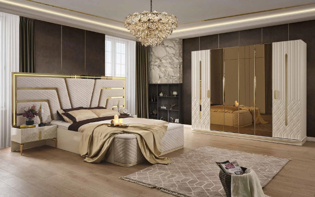 Bedroom Bed Design Beds Bedside tables Wardrobe 4-piece set