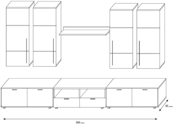 High gloss wall unit wall unit living room wardrobe display case sideboard