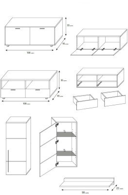 High gloss wall unit wall unit living room wardrobe display case sideboard