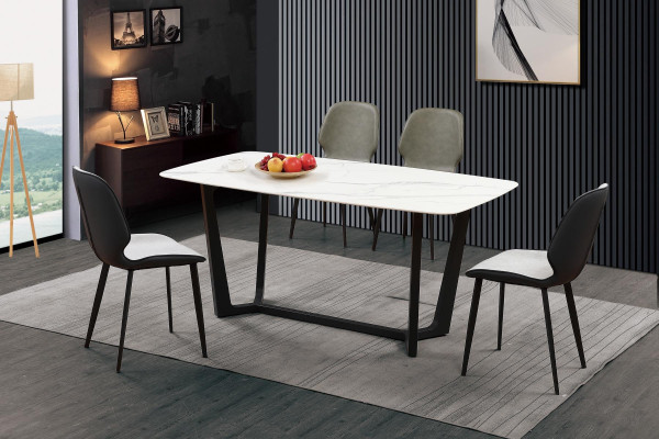 Luxury Table stainless steel Marble Imitation Stone Decorative Dining table Dining room Tables