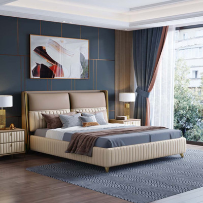 Bed 3 pcs. Bedroom Set Design Modern Luxury Bedroom Bedside table