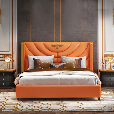 Bedroom Bed Bedside tables 3 pcs. Set Design Luxury Beds Wood Double bed new