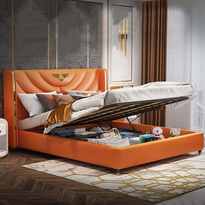 Wood Design Bed Double Luxury Marriage Hotel Modern Frame Sleep Room