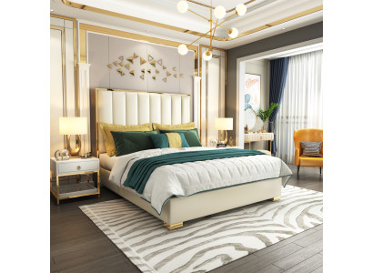 Luxury Bedroom Furniture Bed 2x Bedside table Set Beds Hotel Furniture 3pcs.