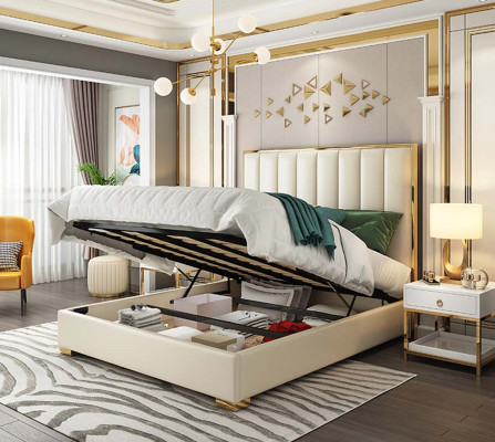 Luxury Bedroom Furniture Bed 2x Bedside table Set Beds Hotel Furniture 3pcs.