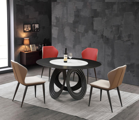 Designer Wood Dining Living Room Set Decorative Table 4x Leaning Chairs Set Suite