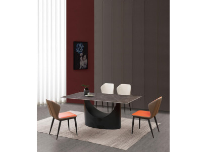 High-quality table luxury tables dining room furniture column base stone look
