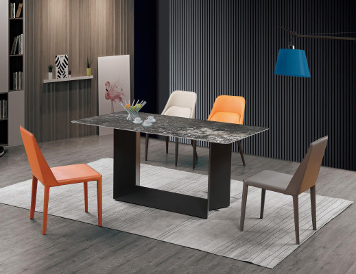 Table Dining room Suite Dining table Chair Set 5pcs. Leather stainless steel chairs