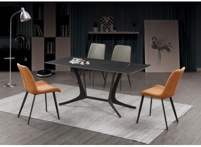 Dining room luxury table column tables group 5 pieces. Set Suite Armchair