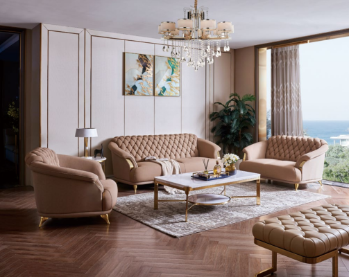Chesterfield Design Sofa Couch Upholstery Seat Suite 3+2+1 Leather Luxury