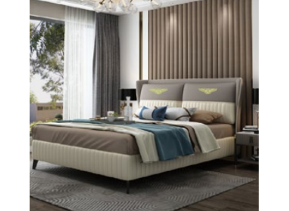Designer Double bed Bed Hotel Luxury Bedroom 150/180x200cm Leather new