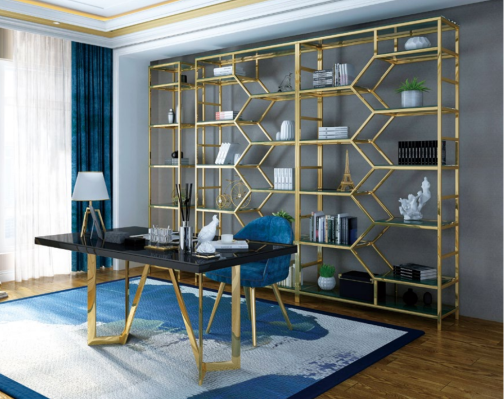 Luxury Office Set Group stainless steel Metal Table Wardrobe 5pcs. Suite Office