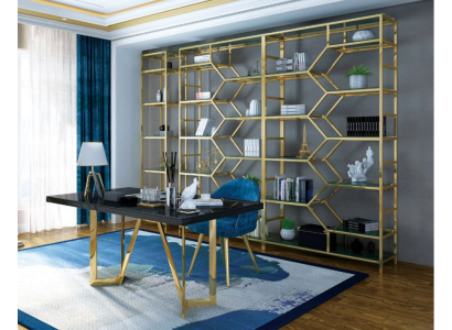 Luxury Office Set Group stainless steel Metal Table Wardrobe 5pcs. Suite Office