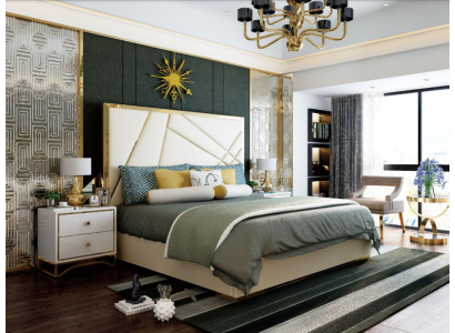 Designer Double bed Bed Hotel Decoration Luxury Bedroom 180/200x200cm Leather