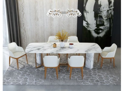 Complete Set Dining table + 6 Chairs Dining room Deco Set Dining Group Wood Table