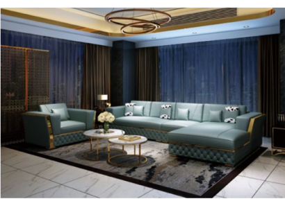 Living landscape Corner sofa L-shape Armchair Set Deko Suite Modern Sofa Leather