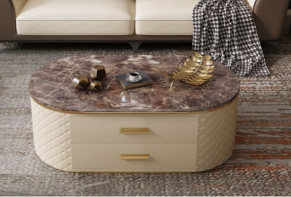 Design Coffee table Marble Stone Imitation Living Coffee Sofa Table Side