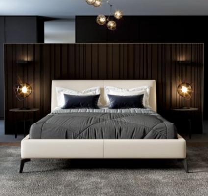 Double bed Beds Design Bed Leather Upholstery Bedroom Marriage Italian