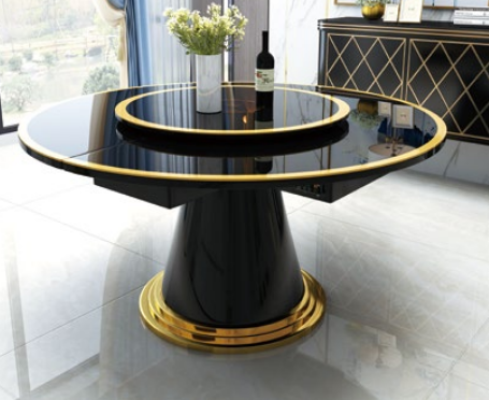 Luxury dining table round dining tables rotating living dining room decorative round table