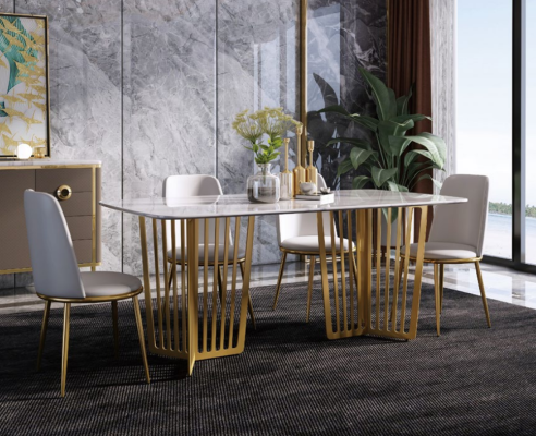Complete Set Dining table + 4 Chairs Dining room Set Ess Deko Group Wood Table