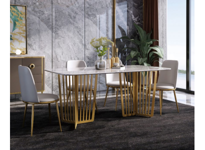 Complete Set Dining table + 4 Chairs Dining room Set Ess Deko Group Wood Table
