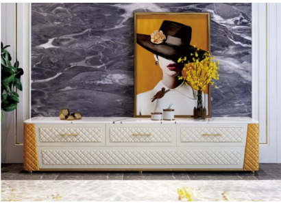 Sideboard TV Lowboard TV cabinet XXL Wardrobe Table Living room Wood Marble