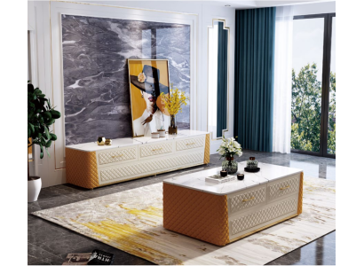 Oval Coffee table Design Living room Table Marble Imitation Leather