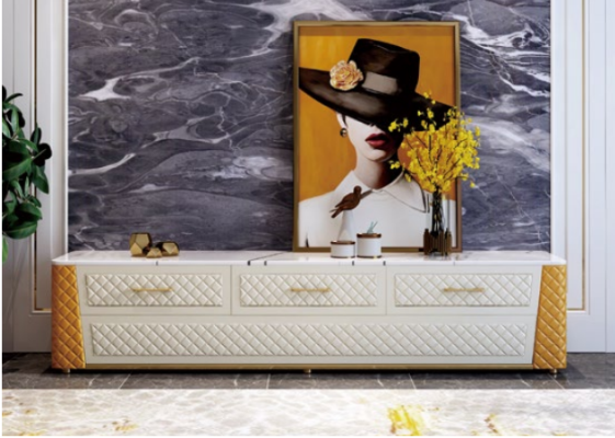 Sideboard TV Lowboard TV-cabinet XL Wardrobe Coffee table Marble Imitation 2-piece