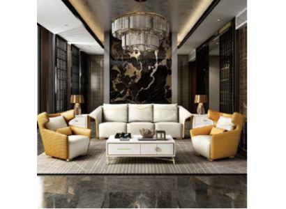 Luxury Furniture Sofa set Couch Sofa Upholstery 3+1+1 Couches Yellow Designer