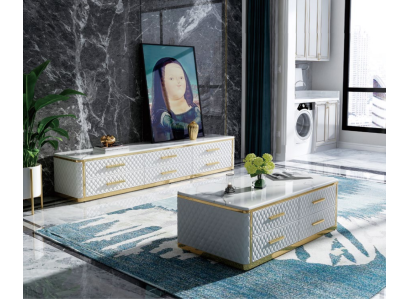 Sideboard TV Lowboard TV cabinet XL Wardrobe Coffee table Living room Marble