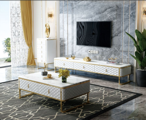 Couch Table Coffee Side Tables Designer Glass Marble Imitation stainless steel