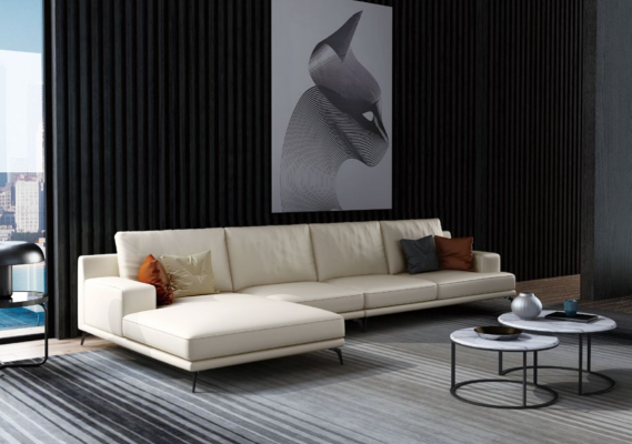 Modern Sofa Corner suite L-shape Upholstery Seat Corner Couch + Stool Italy