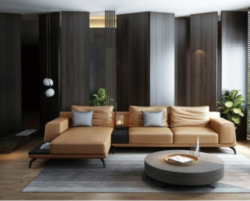 Living landscape L-shape Corner sofa Couch Design Leather Upholstery Suite Sofa