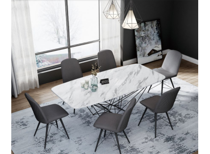 Design Dining room Group Table + 6 Chairs Seat Upholstery Suite Tables