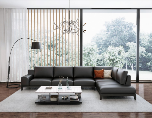 Living landscape L-shape Corner sofa Couch Leather Design Upholstery Suite Sofa