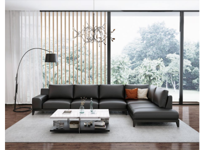 Living landscape L-shape Corner sofa Couch Leather Design Upholstery Suite Sofa