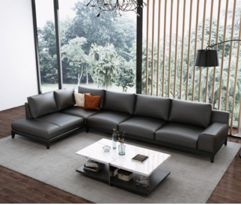 Living landscape L-shape Corner sofa Couch Leather Design Upholstery Suite Sofa