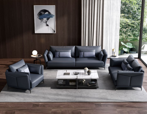 Italian Upholstery Seat Suite 3+2+1 Group Leather Couch Modern Sofa