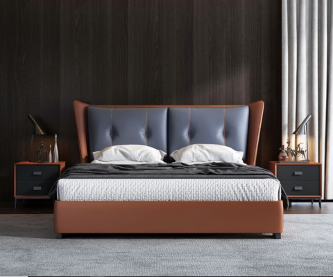 Italian Bedroom Beds Style Furniture designer Bed + 2 Bedside tables