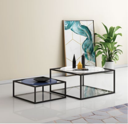 Double Set 2x Coffee table Side table Coffee table Design Living room table