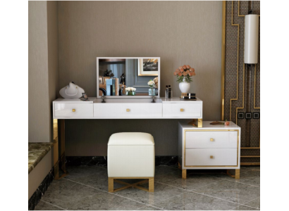Dressing table Mirror Stool Complete Set Chest of drawers Bedroom new 3pcs.