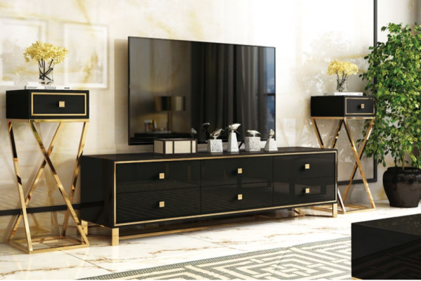 Italian designer furniture 2 pieces. Set Chest of drawers + Coffee table high gloss