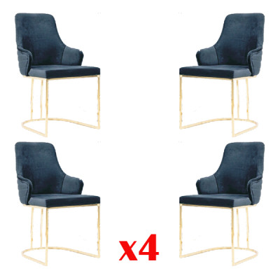 Chair group 4x Chairs Chair Fabric Blue Chairs Furniture Group Dining room