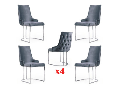 Suite 4x Chairs Modern Upholstery Design Chair Group Wood Dining Chair