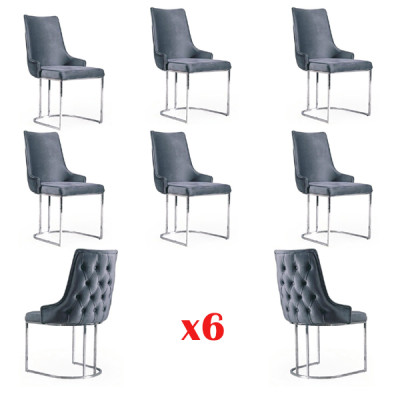 Dining room Chairs Chesterfield Armchair Modern Suite 6x Chair Set Group new
