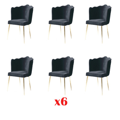 Group Suite 6 Chairs Set Textile Upholstery Seat stainless steel Dining room